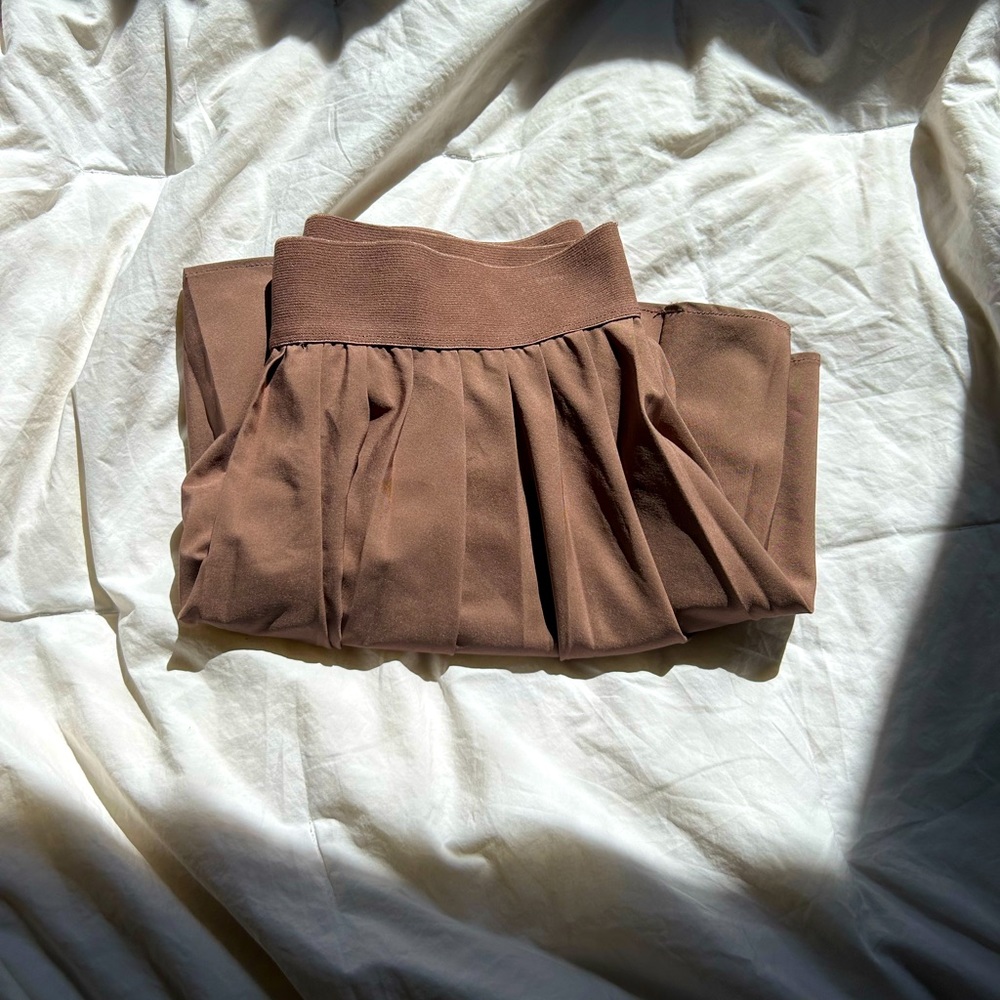 Short brown pleated skirt matching set with brown college 1991 cropped crew